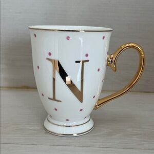 Monogrammed Mug with Gold Handle